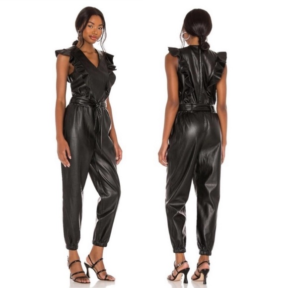 Blank NYC Tressa Black Faux Leather Jumpsuit - Picture 1 of 9